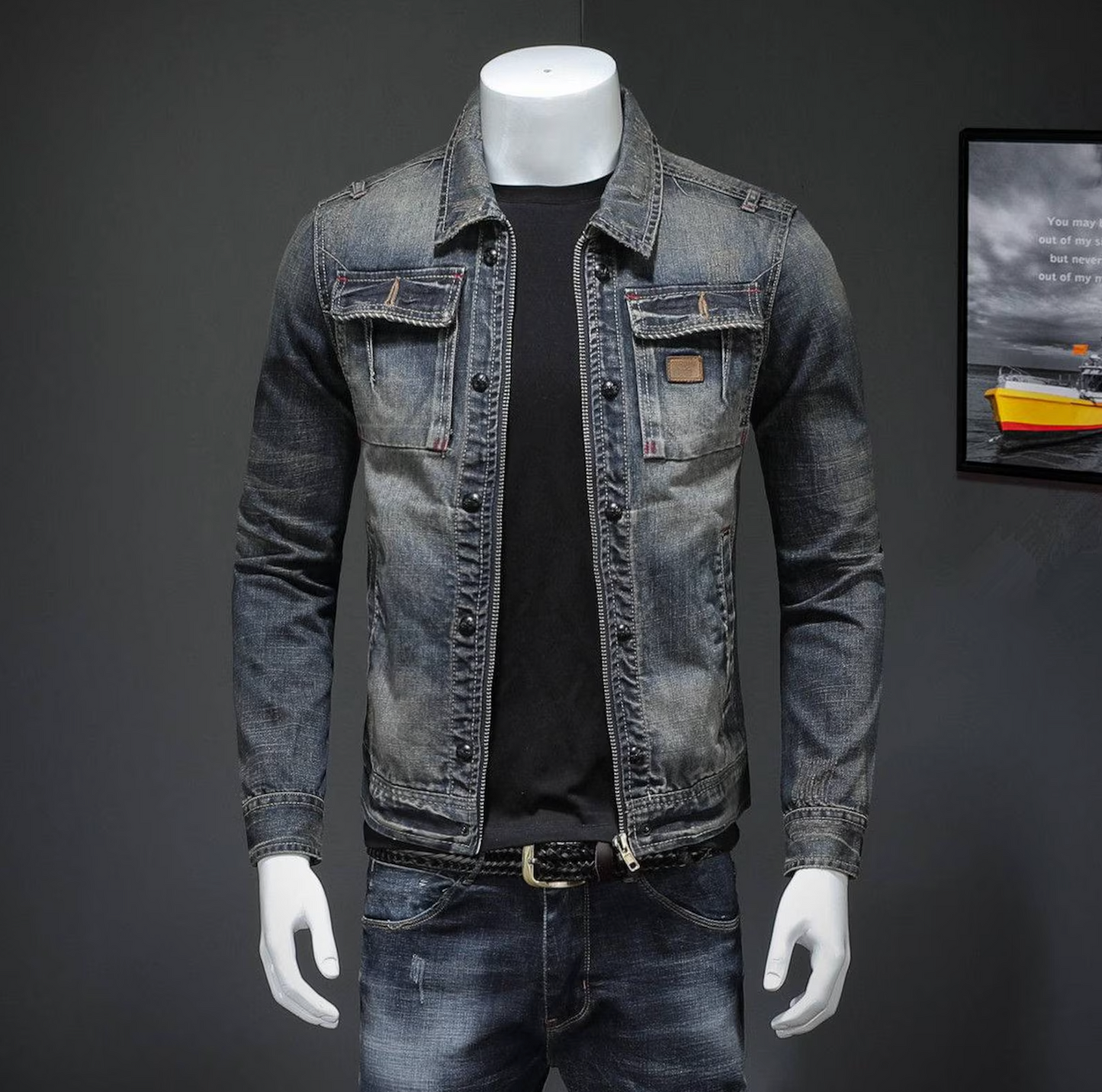 Herr Jeansjacka Klassisk Stil – Tidlös Denimjacka för Vardag och Fritid