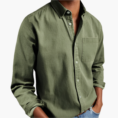 Herr Skjorta Casual Denim – Klassisk Button-Down för Vardagsstil och Kontor