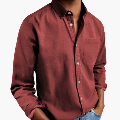 Herr Skjorta Casual Denim – Klassisk Button-Down för Vardagsstil och Kontor
