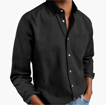 Herr Skjorta Casual Denim – Klassisk Button-Down för Vardagsstil och Kontor