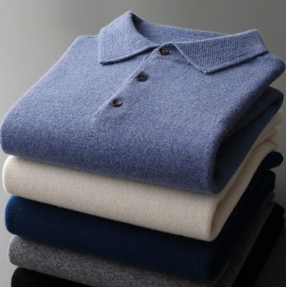 Herrstickad premium polo – klassisk långärmad tröja för vardag och fest
