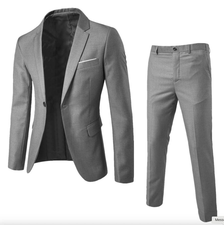 Stilren Tvådelad Sommarkostym för Herr med Slim Fit och En Knapp