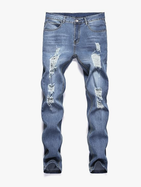 Mitchell – Slitna Smala Jeans i Gatustil för Herrar