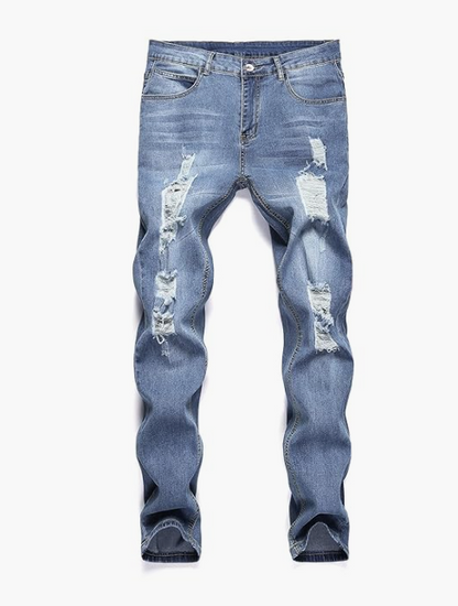 Mitchell – Slitna Smala Jeans i Gatustil för Herrar
