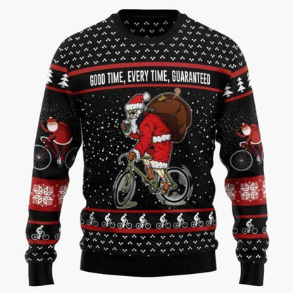Herr Jultröja Biker Santa – Rolig och Unik Ugly Christmas Sweater för Män