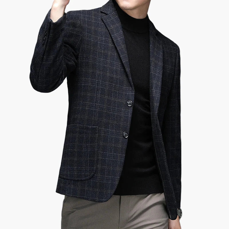 Herr Kavaj – Modern Rutig Blazer för Affär och Fest