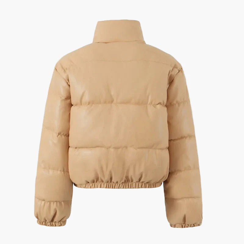 Dam Pufferjacka Kort Vinterjacka Trendig Varm Fritidsstil