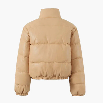 Dam Pufferjacka Kort Vinterjacka Trendig Varm Fritidsstil