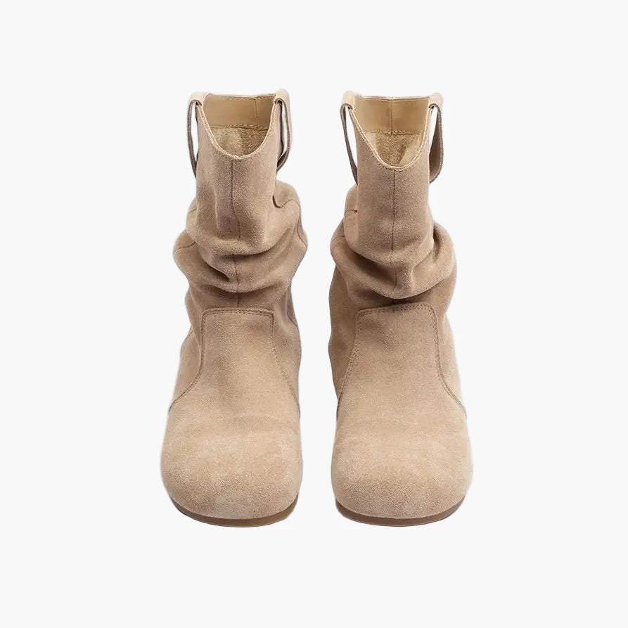 Damers slouchiga modeboots med låg klack för vardagsbruk