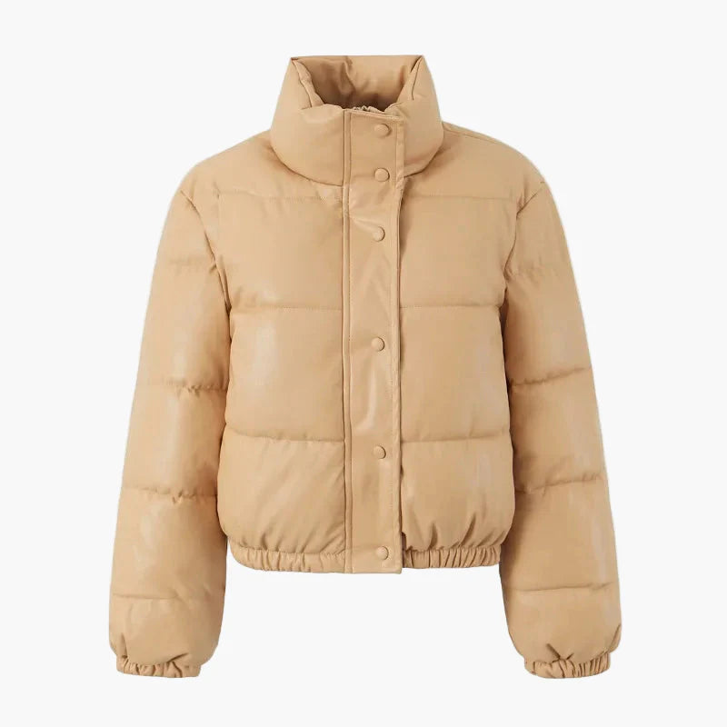 Dam Pufferjacka Kort Vinterjacka Trendig Varm Fritidsstil