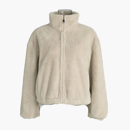 Damjacka – Trendig Kort Fuskpälsjacka för Vinter och Höst, Elegant och Varm