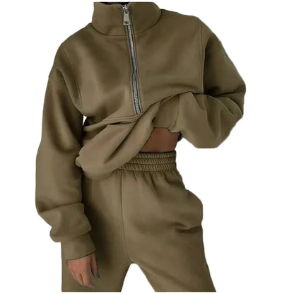 Damers sportiga halvzip set – avslappnad och modern träningsdräkt för vardag och fritid