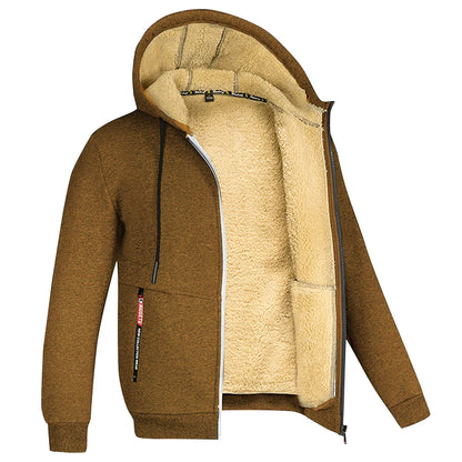 Lätt fodrad hoodie herr – tunn teddyfodrad huvtröja med dragkedja för sommarkvällar