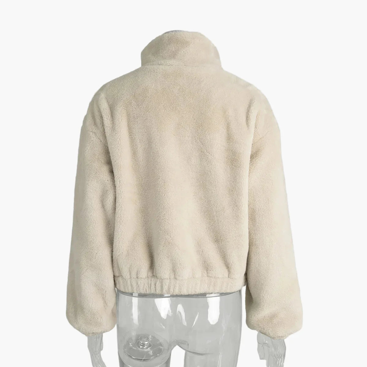 Damjacka – Trendig Kort Fuskpälsjacka för Vinter och Höst, Elegant och Varm