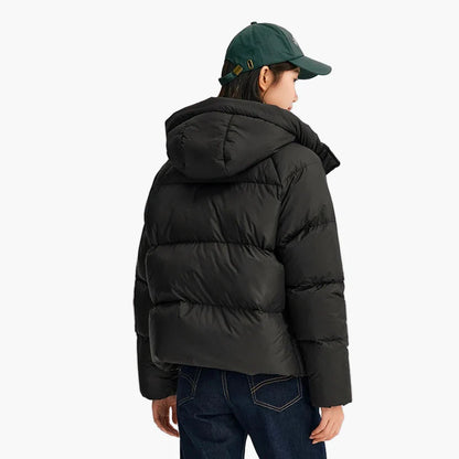 Dam Kort Vinterjacka med Huva – Trendig och Varm för Vardagsbruk