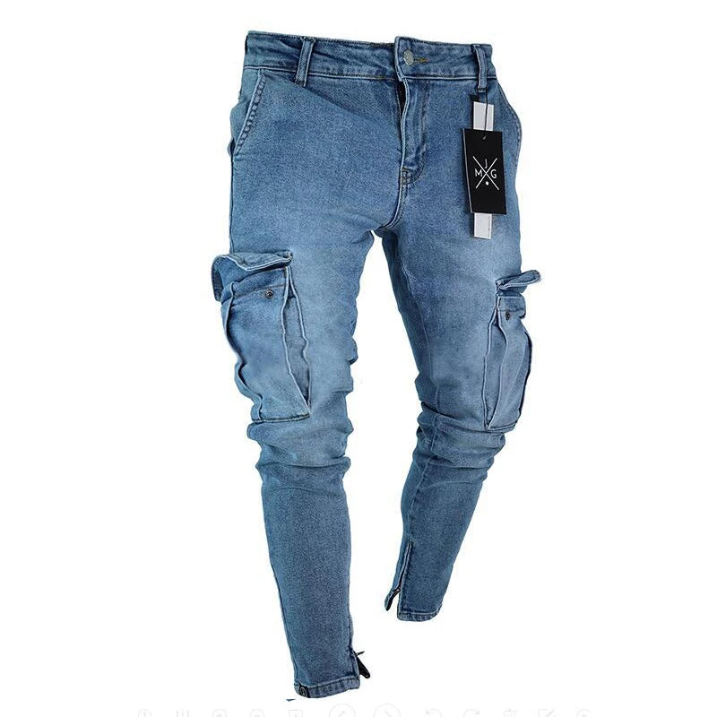 Viktor - Tvättade Cargo Jeans för Män