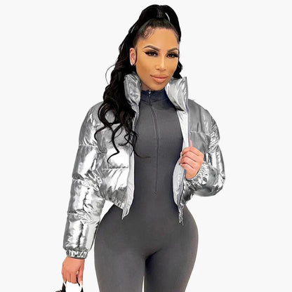 Damjacka Kort Blank Puffermodell – Trendig Vinterstil för Kvinnor