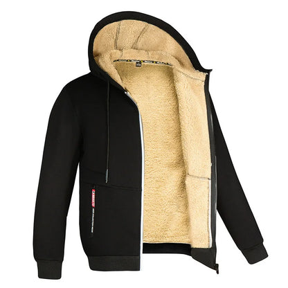 Lätt fodrad hoodie herr – tunn teddyfodrad huvtröja med dragkedja för sommarkvällar
