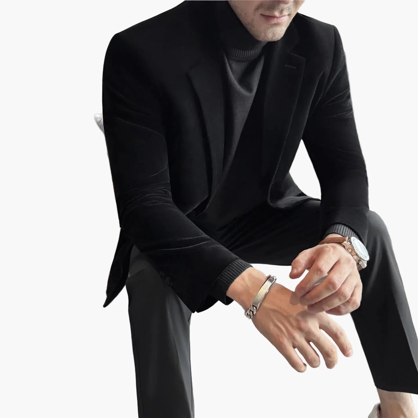 Herr Elegant Kostymkavaj för Fest och Affärsbruk – Modern Slim Fit Blazer