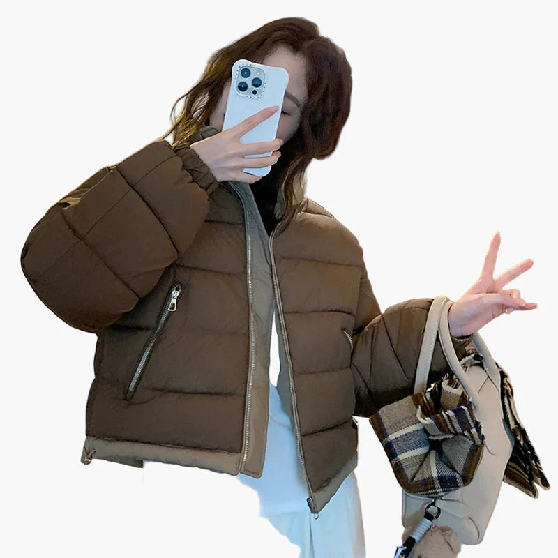 Dam Vinterjacka Puffermodell Kort Vardaglig Trendig