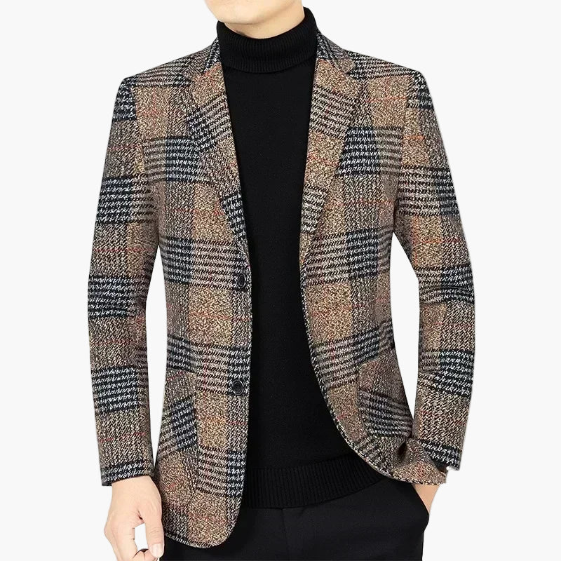 Herr Blazer Rutig Klassisk Stil för Affär och Fritid