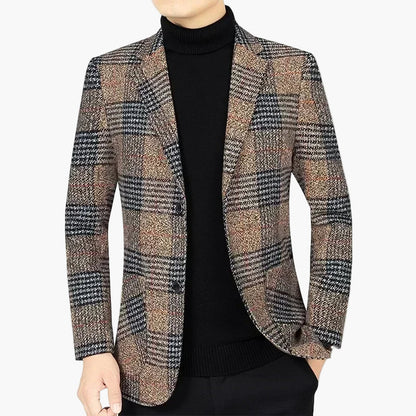 Herr Blazer Rutig Klassisk Stil för Affär och Fritid
