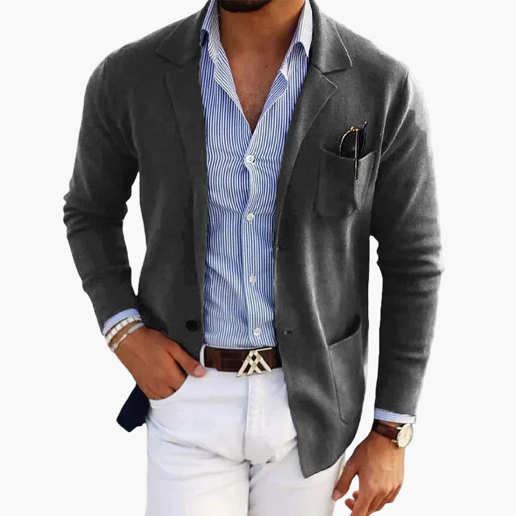 Herr Elegant Kavaj med Kavajslag – Klassisk Stil för Affär & Vardag