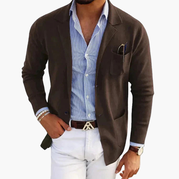 Herr Elegant Kavaj med Kavajslag – Klassisk Stil för Affär & Vardag
