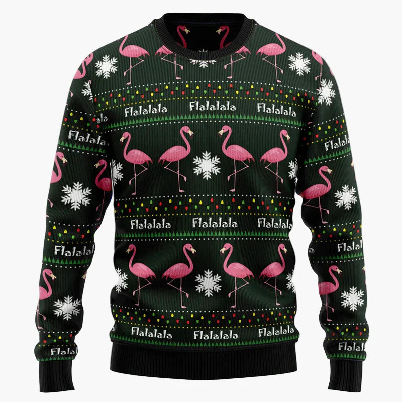 Herr & Dam Jultröja Flamingo Rolig Ugly Christmas Sweater – Perfekt för Fest och Familj