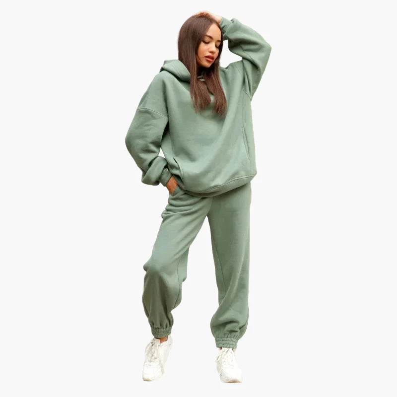 Damernas Lounge Set med Hoodie och Byxa – Avslappnad och Trendig Vardagsstil