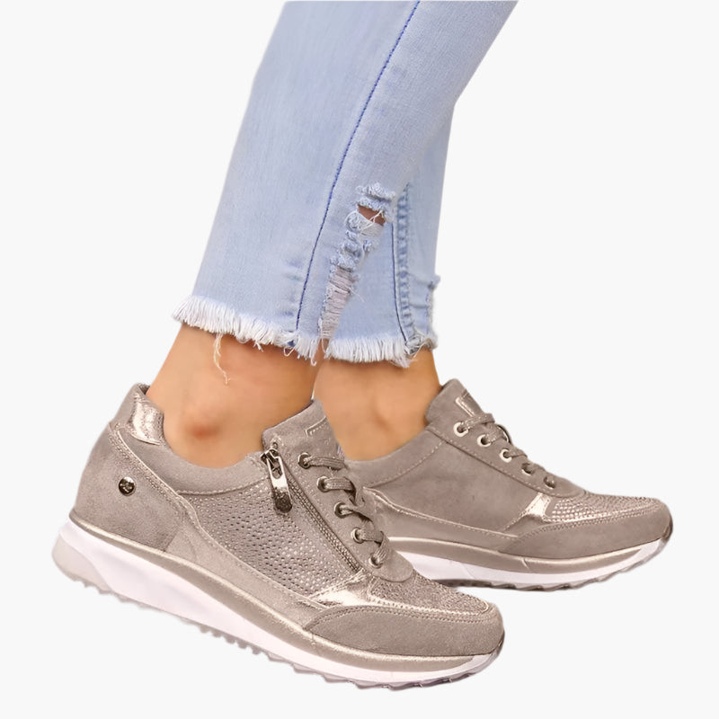 Dam Sneakers för Vardagsbruk med Dragkedja och Bekväm Platåsula – Sportig och Trendig Stil