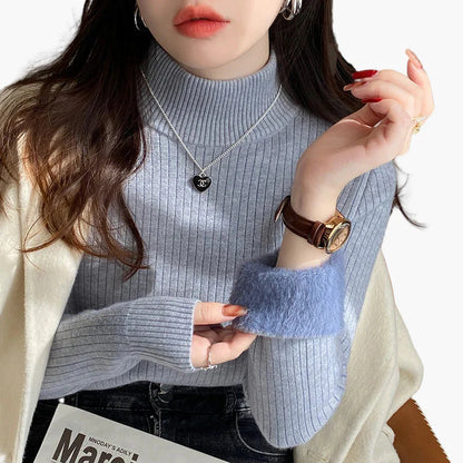 Dam Tröja Polokrage Elegant Vardagsstil Stickad Pullover