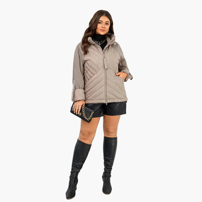 Damjacka quiltad vinter casual elegant plus size med huva