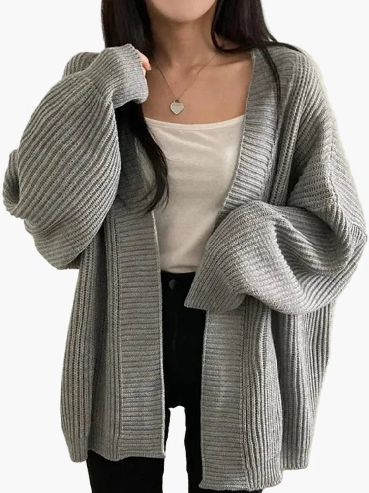 Damers avslappnad oversized stickad cardigan – perfekt för vardagsbruk och mysiga dagar