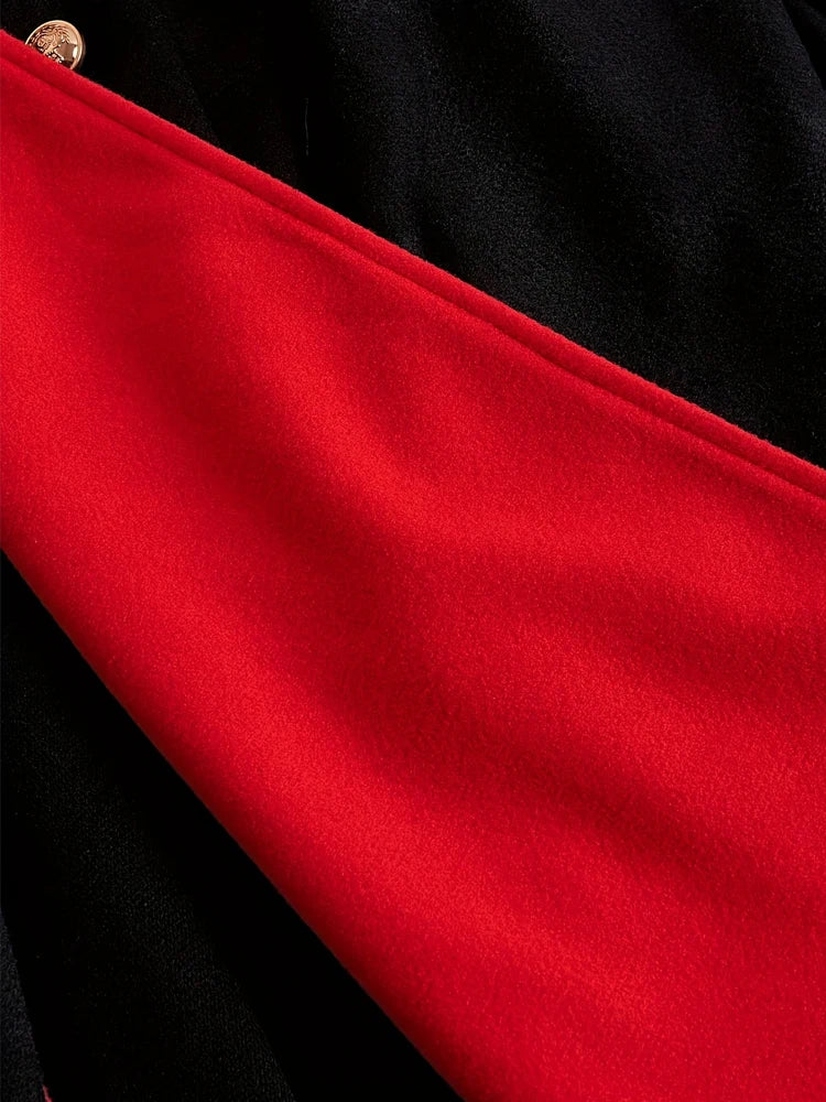 Dam Kappa med Huva och Dubbla Knappslåar – Elegant Plus Size Vår & Höstjacka