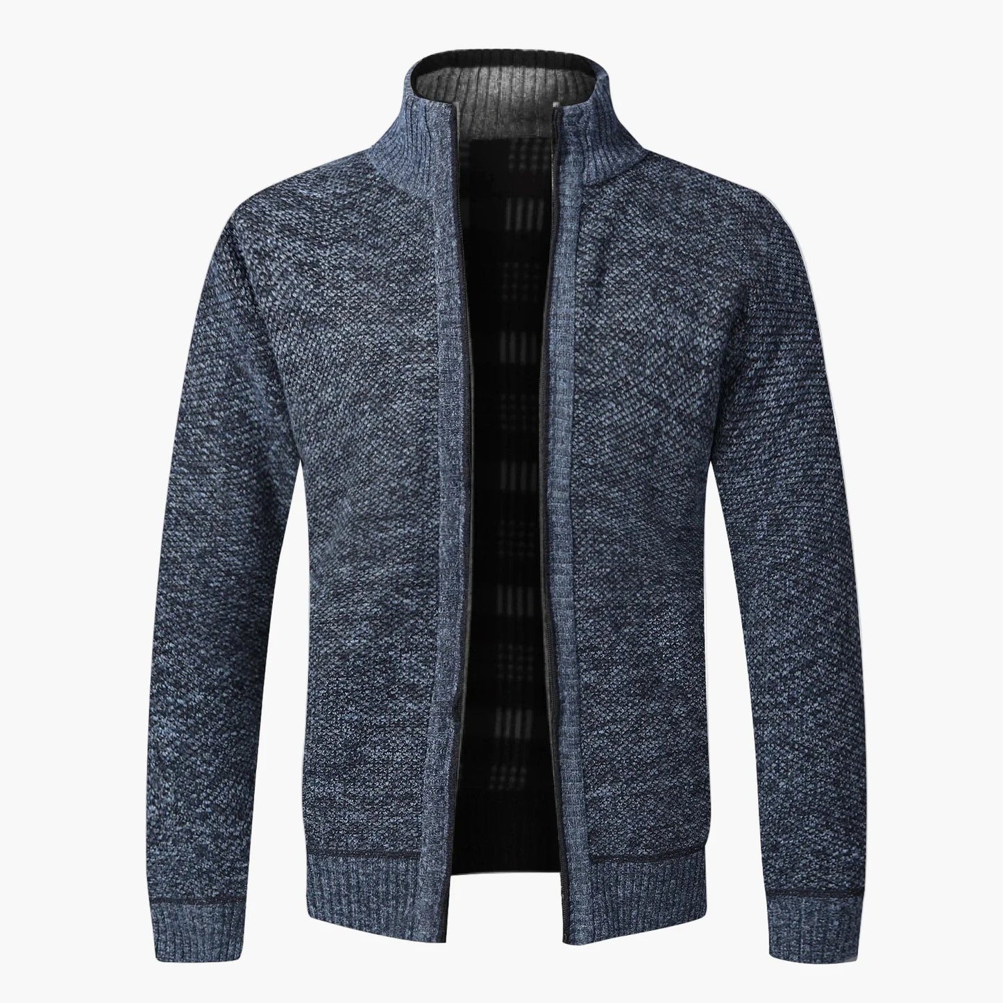 Herrstickad cardigan med dragkedja – elegant och varm höstjacka