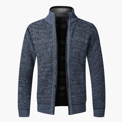 Herrstickad cardigan med dragkedja – elegant och varm höstjacka