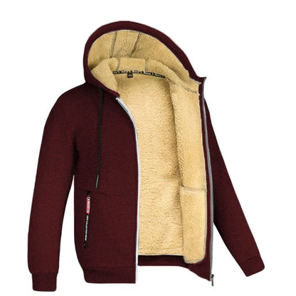 Lätt fodrad hoodie herr – tunn teddyfodrad huvtröja med dragkedja för sommarkvällar