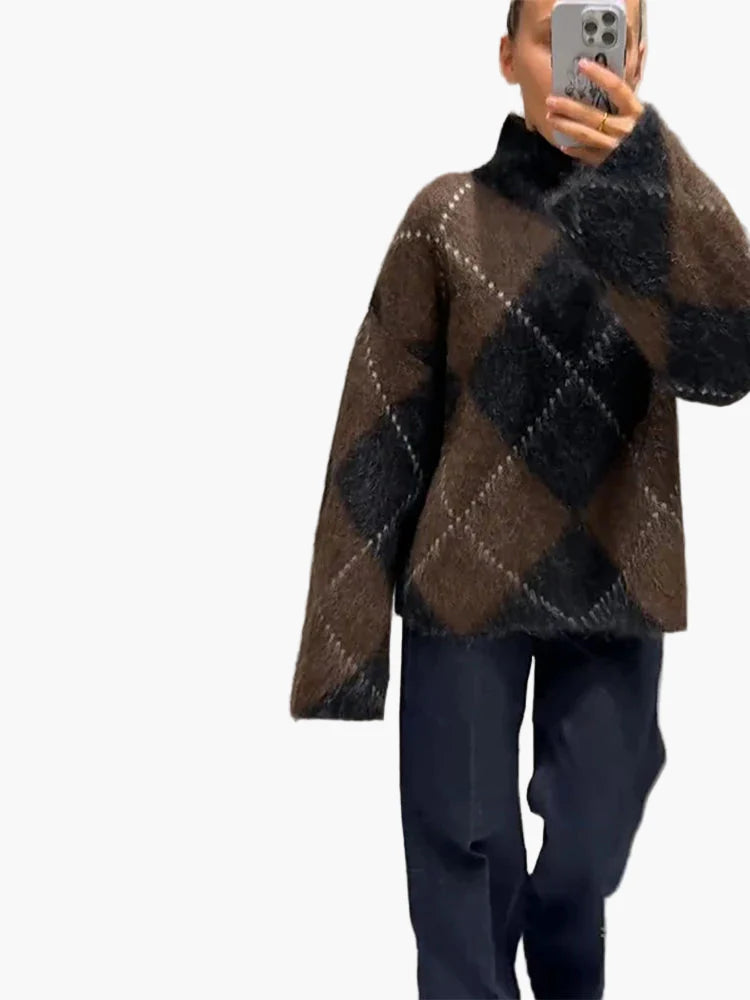 Damtröja med Oversized Rutmönster – Trendigt och Varmt för Vardagsbruk