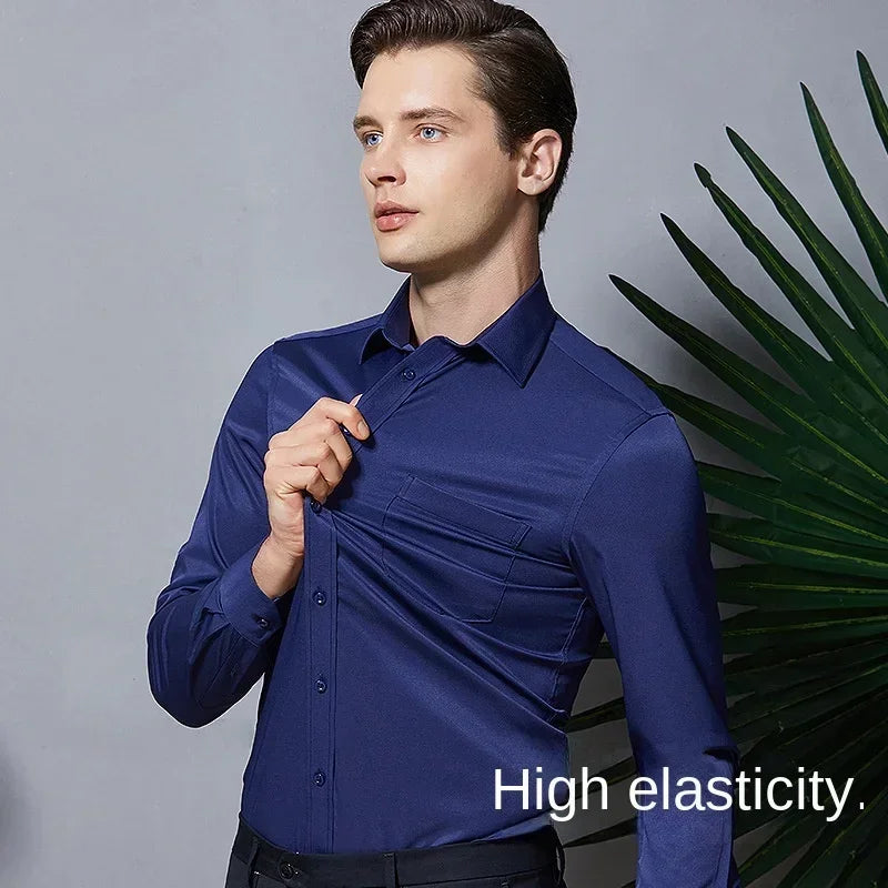Herrskjorta Business Stretch Slim Fit – Elegant och Funktionell för Kontor och Fest
