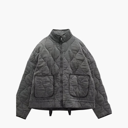 Dam Quiltad Oversized Jacka med Fickor och Dragkedja – Trendig Vinterjacka 2024