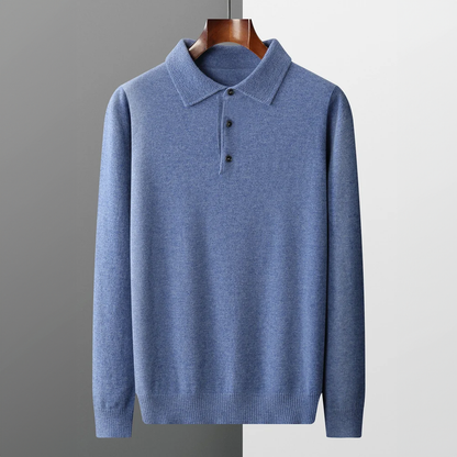 Herrstickad premium polo – klassisk långärmad tröja för vardag och fest