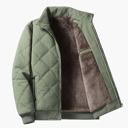 Herr quiltad vinterjacka med varm fleece, casual och sportig stil – perfekt för kalla dagar