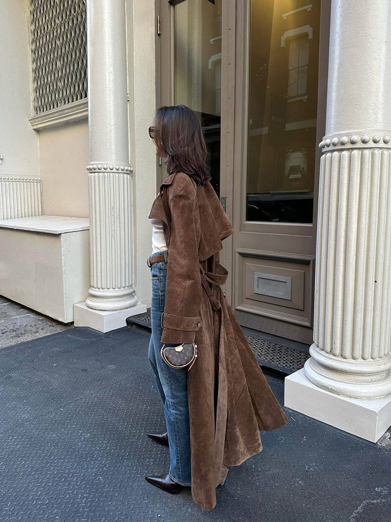 Dam Trenchcoat Lång Modell Klassisk Stil – Perfekt för Vardag och Fest