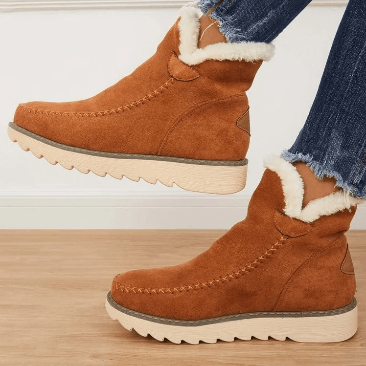 Dam Vinterboots med Fuskpälsfoder och Halkfri Sula – Perfekta Fotriktiga Snöstövlar för Vardagsbruk