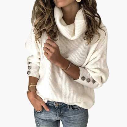 Damtröja med Polokrage och Knappar – Avslappnad och Stilren Pullover för Vardag & Fritid