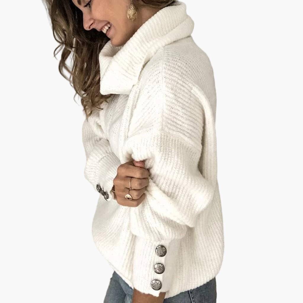 Damtröja med Polokrage och Knappar – Avslappnad och Stilren Pullover för Vardag & Fritid
