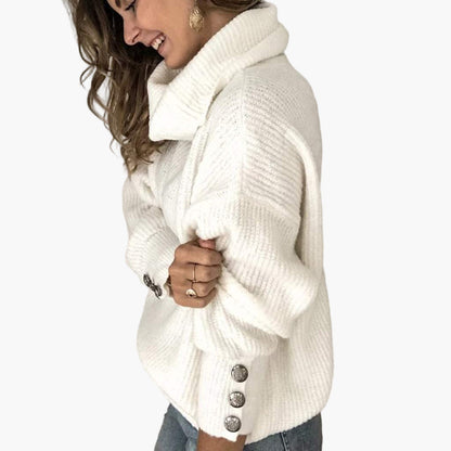 Damtröja med Polokrage och Knappar – Avslappnad och Stilren Pullover för Vardag & Fritid