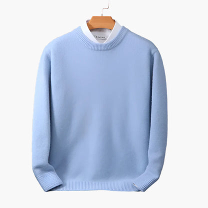 Herrtröja Klassisk Stickad Pullover med Falsk Skjortkrage – Elegant Vardagsstil