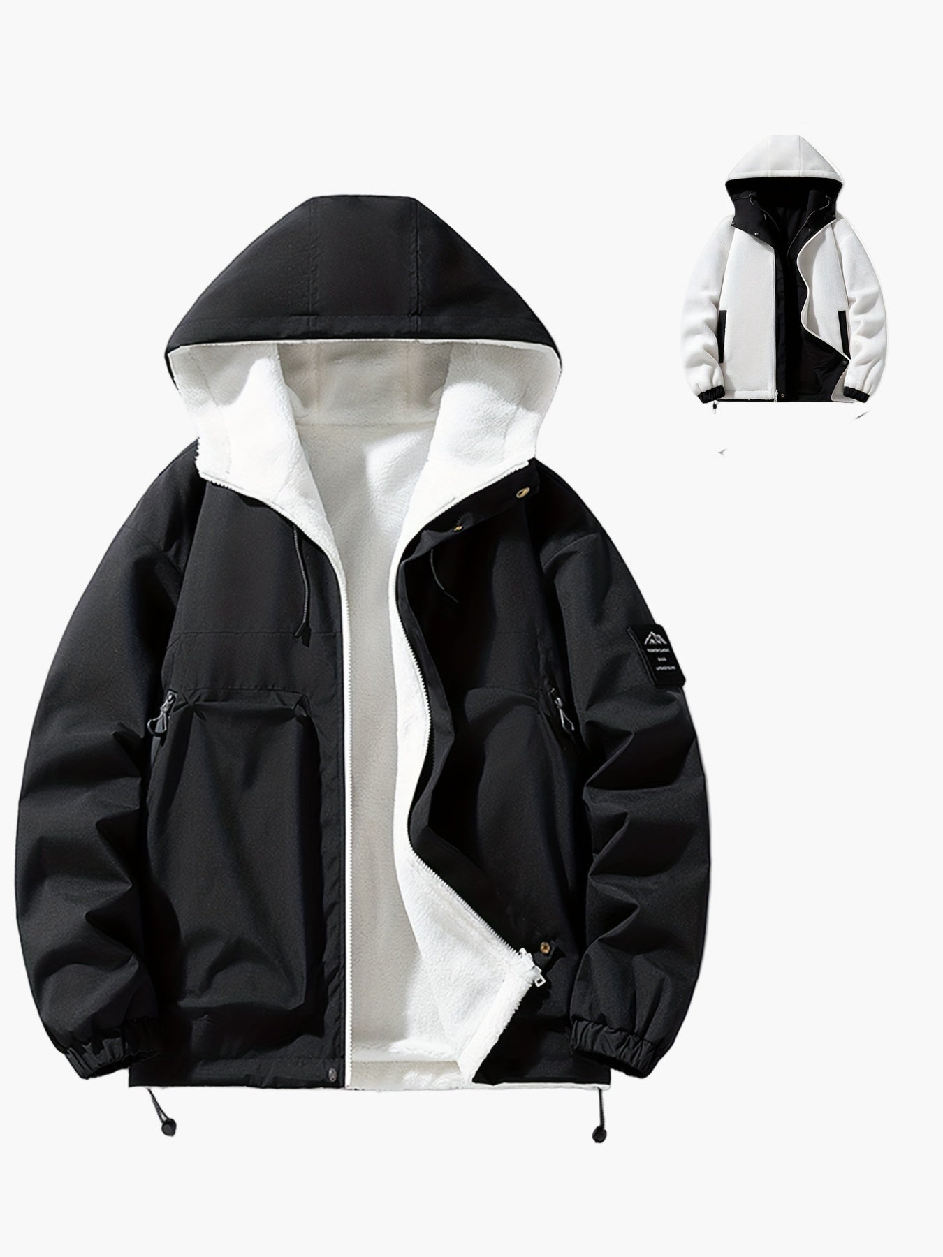 Herr Vind- och Vattentät Vinterjacka med Huva, Fodrad, Fritidsstil